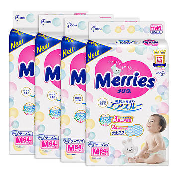 Підгузки Merries M (6-11 кг) 64 шт (mep3) - 4 упаковки