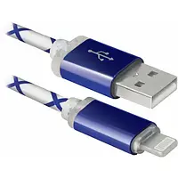 Дата-кабель Defender ACH03-03LT 1m USB (тато) - Lightning (тато) Blue (87551)