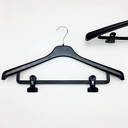 Пластикові плічка вішаки для одягу W-Tz46 чорного кольору, довжина 460 мм