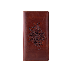 Зручний гаманець з глянцевою натуральної шкіри коньячного кольору з відділенням для монет, колекція "Mehendi Classic"