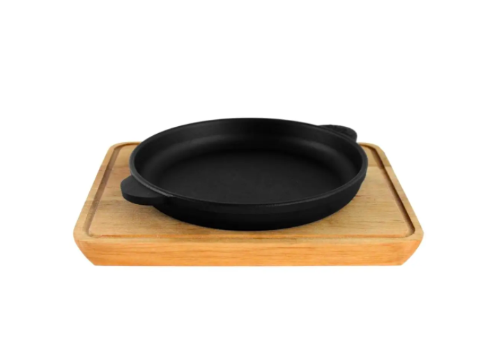 Сковорода чавунна порційна з дошкою BRIZOLL 20х2.5 см (H2025-D)