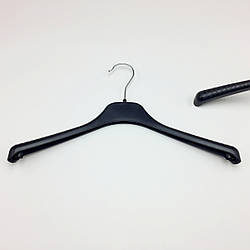 Пластикові плічка вішаки для одягу W-T38 чорного кольору, довжина 380 мм
