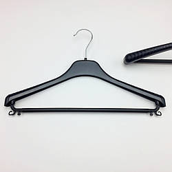 Пластикові плічка вішаки для одягу W-Tp38 чорного кольору, довжина 380 мм