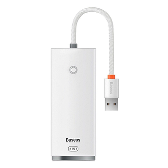 Хаб Baseus USB to 4*USB3.0 кабель 25см Lite Series WKQX030002 White