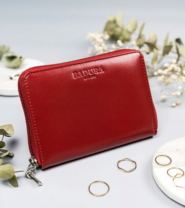 Жіночий шкіряний гаманець Badura з RFID 10 х 14,5 х 2,5 (PO_D097CR_CE) - червоний, фото 1