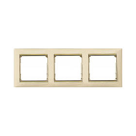 Рамка Legrand Valena Classic слонова кістка золотий штрих 3 пости 774153