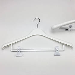 Пластикові плічка вішаки для одягу W-Tz46 білого кольору, довжина 460 мм