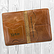 Красиве портмоне з натуральної шкіри бурштинового кольору з художнім тисненням "7 wonders of the world", фото 4
