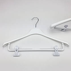 Пластикові плічка вішаки для одягу W-Tz42 білого кольору, довжина 420 мм