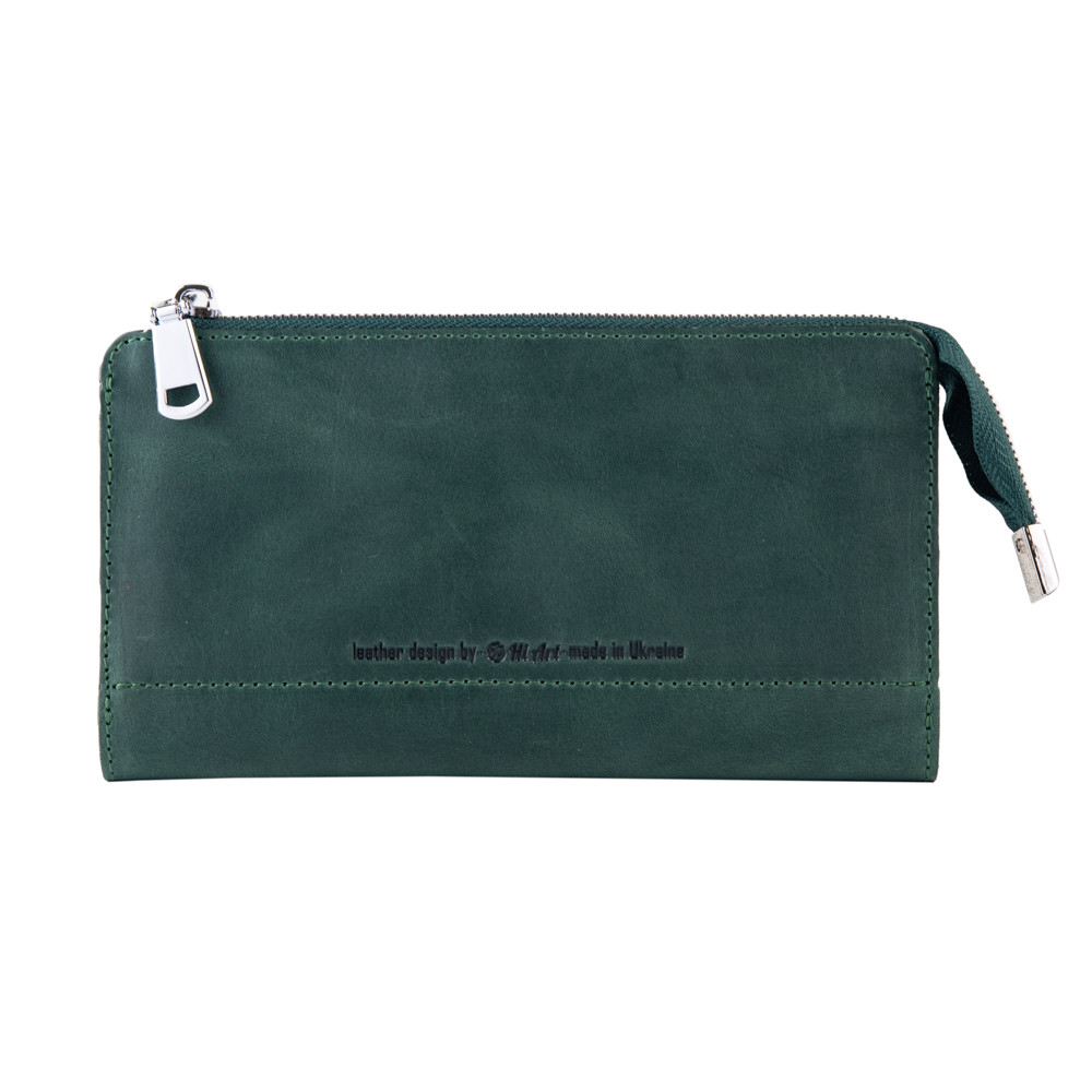 Красивий гаманець з натуральної матової шкіри зеленого кольору