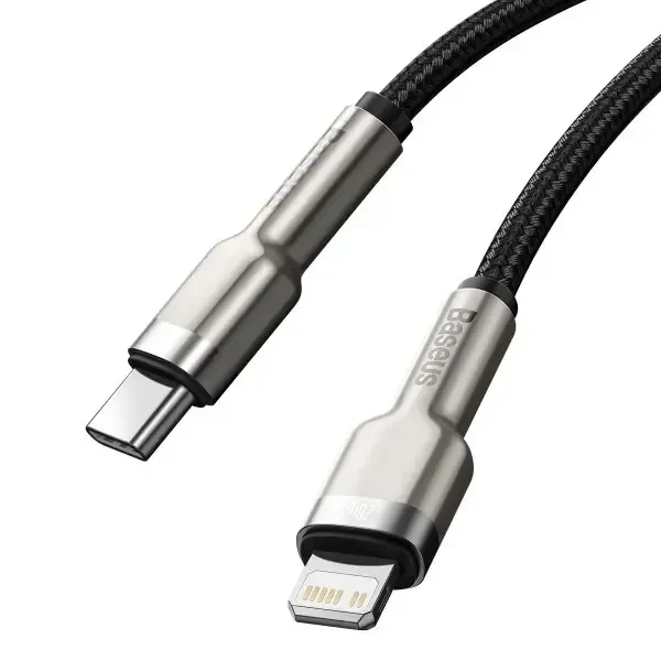 Дата-кабель Baseus Cafule CATLJK-A01 1m USB Type C (тато)  -  Lightning (тато) Black, фото 1