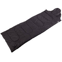 Спальний мішок ковдра з капюшоном Zelart 4733-R розмір 190+30 х 75 см Black