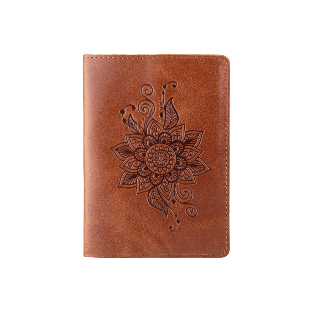 Обкладинка для паспорта ручної роботи кольору глини, колекція "Mehendi Classic", фото 1
