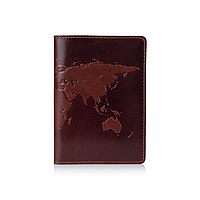 Оригинальная дизайнерская кожаная обложка для паспорта ручной работы коньячного цвета с отделом для ID