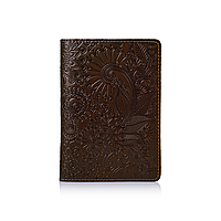 Оригинальная дизайнерская кожаная обложка для паспорта ручной работы оливкового цвета