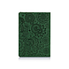 Оригінальна шкіряна обкладинка для паспорта зеленого кольору з художнім тисненням "Mehendi Art", фото 2