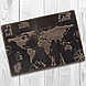 Оригінальна коричнева шкіряна обкладинка для паспорта з відділом для ID документів і художнім тисненням "7 wonders of the world", фото 3
