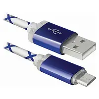 Дата-кабель Defender USB08-03LT 1m USB (тато) - microUSB (тато) Blue White