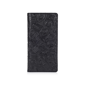 Оригінальний гаманець з глянцевою натуральної шкіри чорного кольору на 14 карт, колекція "let's Go Travel"