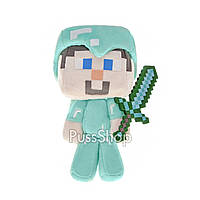 Мягкая игрушка Майнкрафт Стив в алмазной броне с мечом 18 см Minecraft (6332)