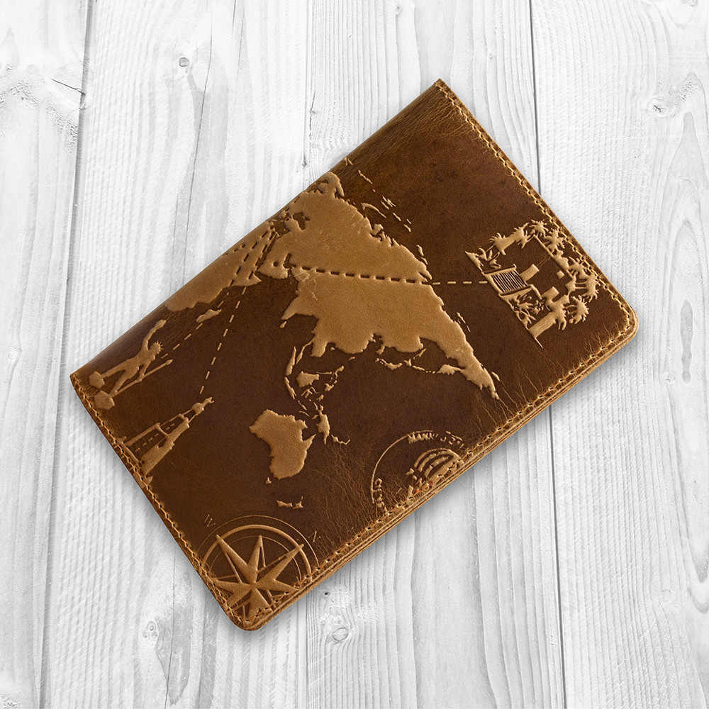 Руда дизайнерська обкладинка для паспорта з відділом для карток, колекція "7 wonders of the world"