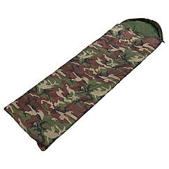Спальний мішок-ковдра з капюшоном Zelart 7373 розмір 180+30 х 70 см Camouflage Woodland