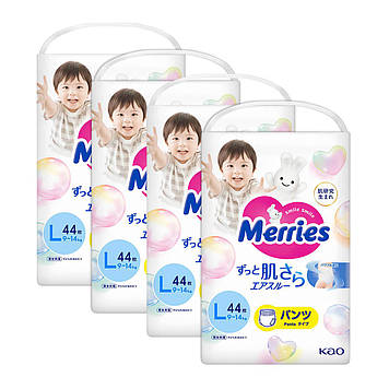 Підгузки - трусики Merries L (9-14 кг) 44 шт (mep6) - 4 упаковки