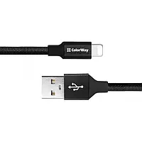 Дата-кабель ColorWay CW-CBUL048-BK 0.25m USB (тато) - Lightning (тато) Black