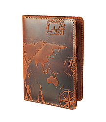 Портмоне HiArt PB-02 Shabby Cognac "7 wonders of the world"