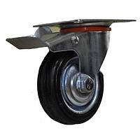 Промышленное колесо диаметр 160 мм на черной резине с тормозом