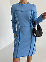 Трикотажное платье из трехнитки петли XL, Деним