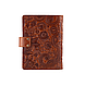 Універсальна візитниця кольору глини з натуральної глянсової шкіри на кобурном гвинті, з авторським тисненням "Mehendi Art", фото 2