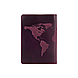 Фіолетова дизайнерська шкіряна обкладинка для паспорта з відділенням для карток, колекція "World Map", фото 2