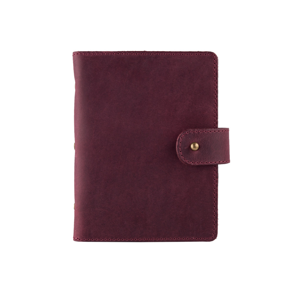 Фіолетовий картхолдер із натуральної матової шкіри на кобурному гвинті, фото 1