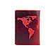 Червона дизайнерська шкіряна обкладинка для паспорта з відділенням для карток, колекція "World Map", фото 2