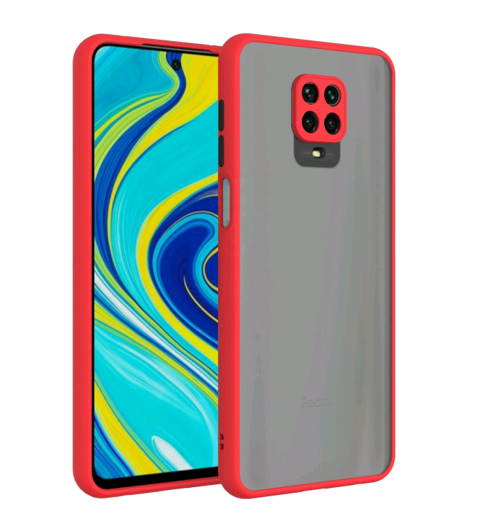 Матовий протиударний чохол бампер для Xiaomi Redmi Note 9 Pro червоний захист камери