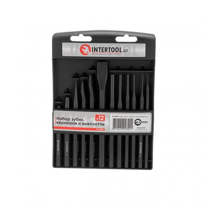 Набір зубил, кернерів і виколоток 12 од. INTERTOOL HT-0289, фото 1