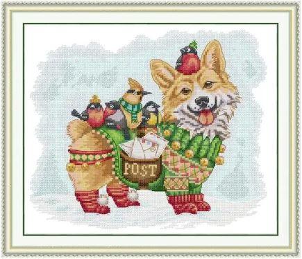 Набір для вишивання за нанесеною на канву схемою "Little Postmanl".AIDA 14CT printed , 34*30 см