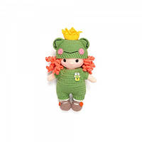 Вязаная игрушка амигуруми Девочка в костюме лягушки 22см зеленая (27875)