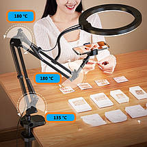 Тримач на стіл для смартфона з кільцевою лампою 26см для предметної зйомки, блогінгу, фото 5