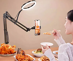 Тримач на стіл для смартфона з кільцевою лампою 26см для предметної зйомки, блогінгу, фото 3