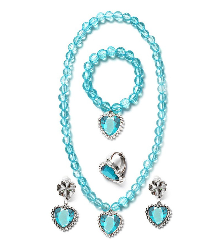 Набір аксесуарів Принцеси (Ельзи, Жасмін) блакитні кольє, кліпси, браслет, каблучка