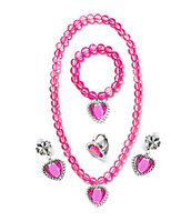 Набір аксесуарів Принцеси малинові (Анни, Рапунцель, Софії) кольє, кліпси, браслет, каблучка
