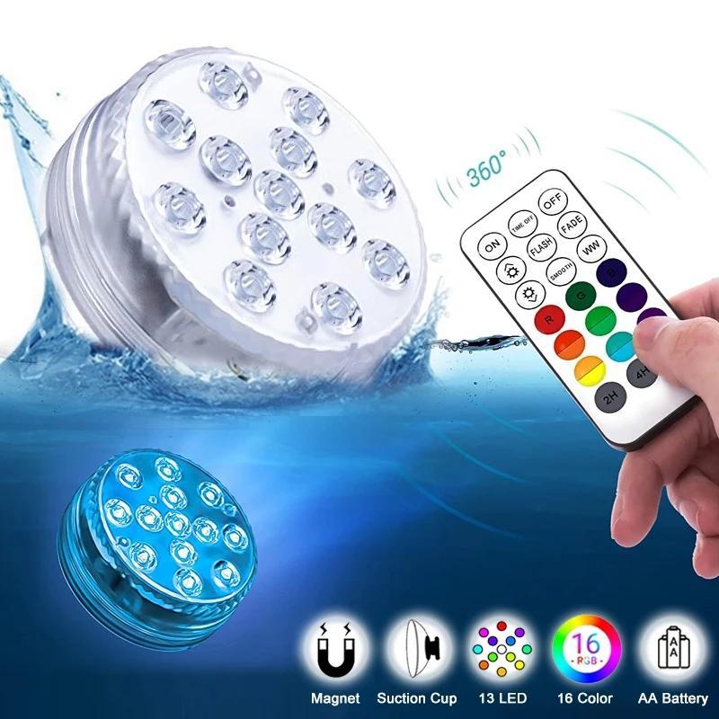 Підводна світлодіодна лампа 12 кольорів декоративна для басейну з пультом