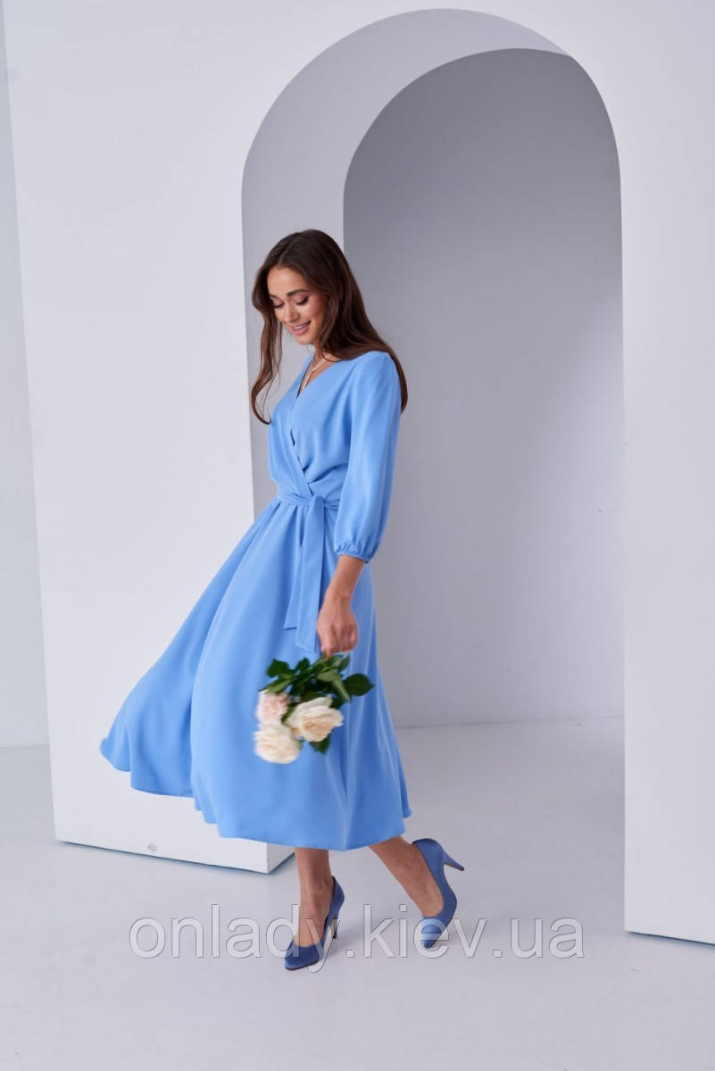 Світло-блакитне плаття міді: ідеальне для коктейльних вечірок і гостей на весілля. (XXL, XXXL)
