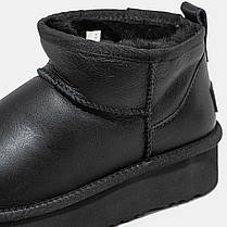 Зимові Жіночі Черевики UGG Classic Ultra Mini Platform Black Leather / УГГ Класик Ультра Міні Платформ Черные, фото 4