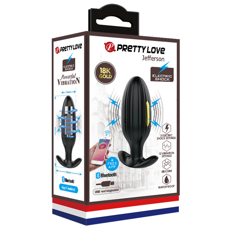 Анальна пробка PRETTY LOVE - JEFFERSON 12 FUNCTIONS USB BLACK Bomba💣