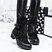 Жіночі зимові черевики козаки чорні на товстому стійкому підборі замшеві на хутрі 35-36 розмір, фото 5