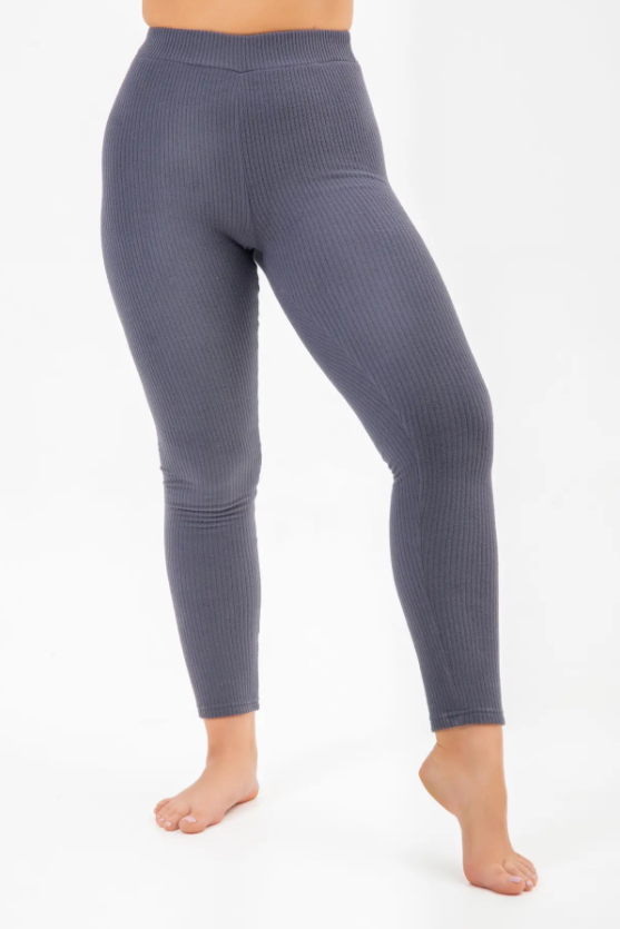 Теплі жіночі лосини велюрові в рубчик СІРИЙ (розміри 40,42,44,46,48,50,52,54,56,58), фото 1