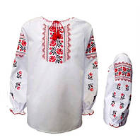 Українська сорочка вишиванка для дівчинки "Колоритні Маки" з довгим рукавом Поплін.